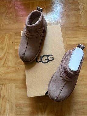 UGG Kids Slip-On Suede Ankle Boots in Chestnut Brown